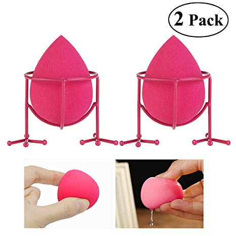 2pcs Makeup Sponge Latex Free Beauty Blender Flawless Egg Shaped Sponge Foundation Puff with Cute Holder - Perfecting all your real makeup techniques