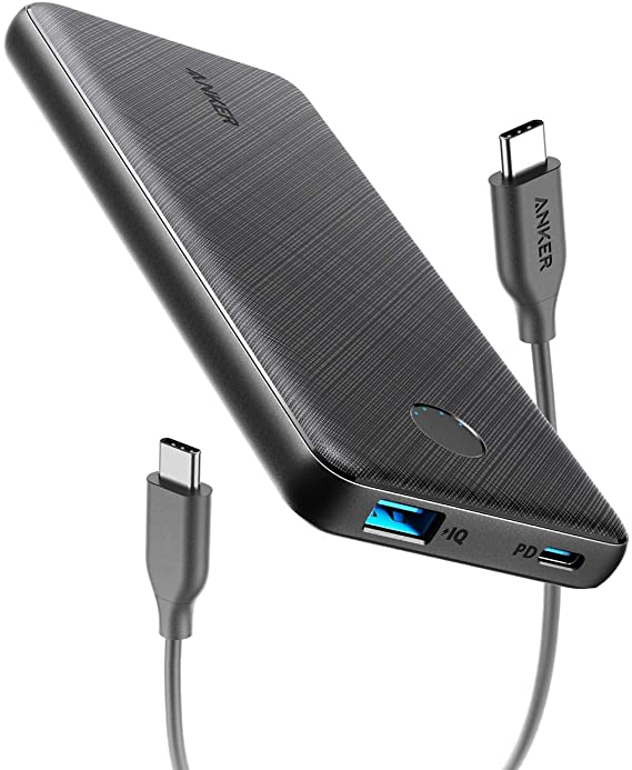 Anker PowerCore Slim 10000 PD, 10000mAh Portable Charger USB-C Power Delivery (18W) Power Bank for iPhone 11/11 Pro / 11 Pro Max / 8 / X/XS/XR, S10, Pixel 3, iPad Pro 2018, and More