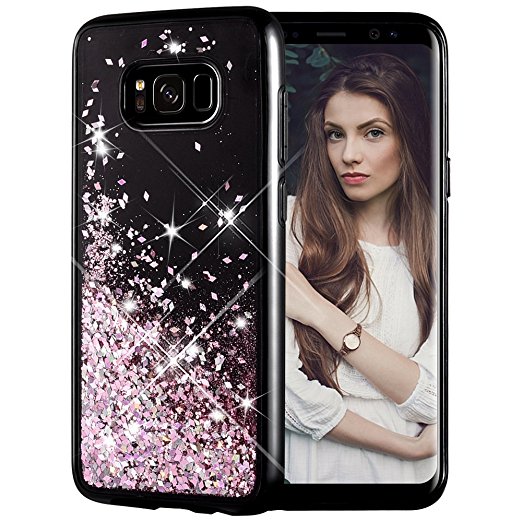 Galaxy S8 Plus Case, Caka Galaxy S8 Plus Glitter Case [Starry Night Series] Luxury Fashion Bling Flowing Liquid Floating Sparkle Glitter Girly TPU Bumper Case for Samsung Galaxy S8 Plus - (Rose Gold)