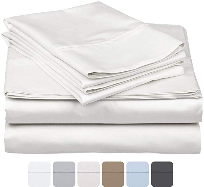 600 Thread Count 100% Long Staple Soft Egyptian Cotton SheetSet, 4 Piece Set, FULL SHEETS,upto 17" Deep Pocket, Smooth & Soft Sateen Weave, Deep Pocket, Luxury Hotel Collection Bedding, WHITE