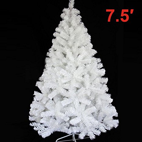 NEW White 7.5' Classic Pine Christmas Xmas Tree Artificial Realistic Natural Branches---1200 tips with Solid Metal Stand