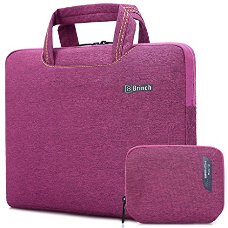 BRINCH® [Purple] Deluxe Universal Fabric Portable thin Light Durable Waterproof Anti-tear 14 - 14.4 inch Laptop Pouch Sleeve Case Bag / Carrying Handbag Briefcase / Laptop Messenger Bag, Utra Protective with Soft White Foam for All 14 - 14.4 inch Tablet / Ultrabook / Notebook Laptop Computers(Apple Macbook / Chromebook / Acer / Asus / Dell / Fujitsu / Lenovo / HP / Samsung / Sony / Toshiba),Fashion Design of Front Pocket,Two Back Pockets,Middle Main Pocket,With Handles and Accessory Bag