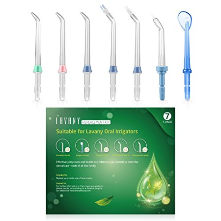 Lavany Replacement Water Flosser Nozzle Irrigator Tips, For Oral Irrigator, 3 Classic Nozzle Tips and 4 Professional Nozzles (7-Pack Package), Suitable for LV01/FC158/LV03 Lavany Oral Irrigator