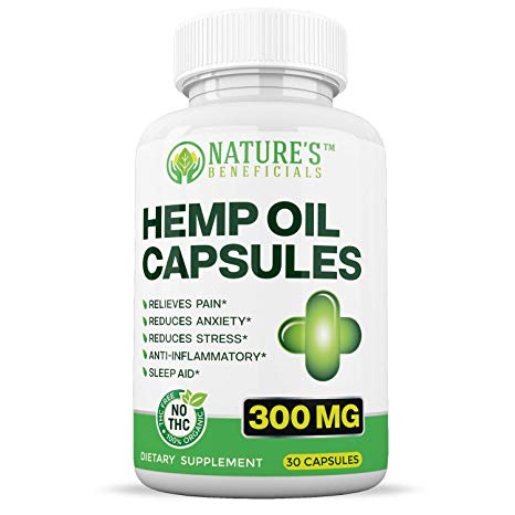 Organic Hemp Oil Extract Capsules 300mg - Ultra Premium Pain Relief Anti-Inflammatory, Stress & Anxiety Relief, Joint Support, Sleep Aid, Omega 3 6 9, Non-GMO Ultra-Pure CO2 Extracted
