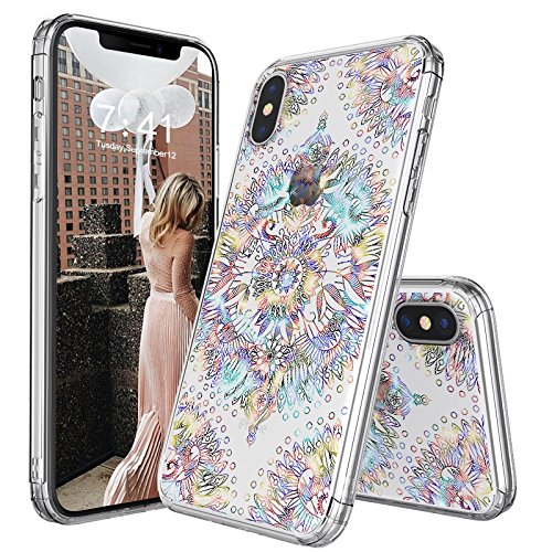 iPhone X Case, Clear iPhone 10 Case, MOSNOVO Gradient Ombre Mandala Printed Clear Design Transparent Plastic Back Case with TPU Bumper Protective Case Cover for Apple iPhone X/iPhone 10 (5.8 Inch)