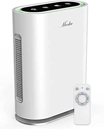 MOOKA True HEPA+ Air Purifier, Auto Mode, Built-in AQ Sensor, Activated Carbon & UV Enhanced 6-Point Air Filter, Large Room 580 Sq Ft, Remove 99.97% Allergies Smoke Odor Dust Pollen Pet Dander, 2021