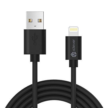 [Apple MFi Certified] iClever iPhone Charger Cable, 6ft Premium 8-Pin Lightning to USB Cable with Ultra Compact Connector Head for iPhone X/ 8/ 8 Plus/ 7/ 6/ 6s Plus/ 5s, iPad Air/ Mini/ Pro, Black