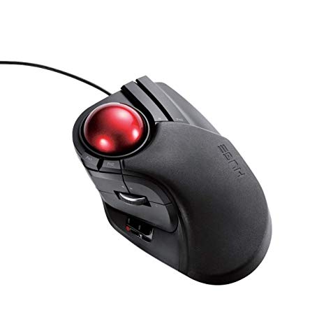 ELECOM M-HT1URBK Wired Trackball Mouse Larger, Ergonomic Design, 8-Button Function with Smooth Tracking, Precision Optical Gaming Sensor for Home, Work, Office