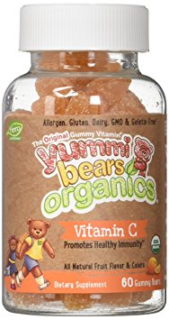 Yummi Bears Organics Vegetarian Vitamin-C Supplement for Kids, Gummy Bears, 60 Count