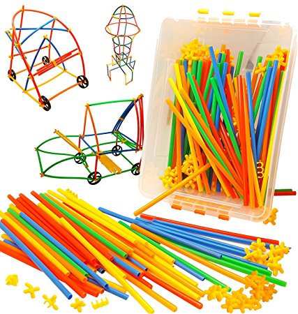 400 Piece Straws and Wheels Connector Set Educational Building Model Toy Promotes Cognitive Development, Fine Motor Skills and Spatial Reasoning