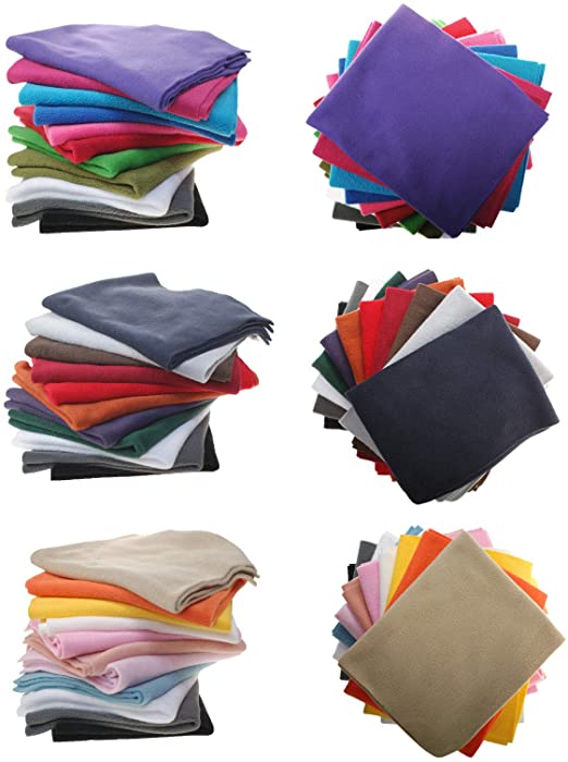 Polar Fleece Anti Pill Fat Squares Fabric Bundles by Neotrims. 11 Colors per Bundle, 3 Combos, Pastels, Earthy Darks & Solid Brights. Great Price & Selection