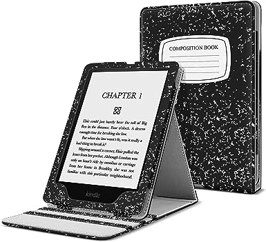 TNP Case Covers for Kindle Paperwhite Cover 11th Generation-2021 / Signature Edition 6.8 Inch eReader with Foldable Stand, Vertical Flip Origami Paper White Cover, Premium PU Leather, Composition Book