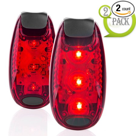 LED Safety Lights FREE Bonuses Clip on Flashing Strobe Lights Waterproof High Visibility Bike Tail Lights for WalkingRunningJoggingCyclingPets etc Built-in Replaceable Button Battery