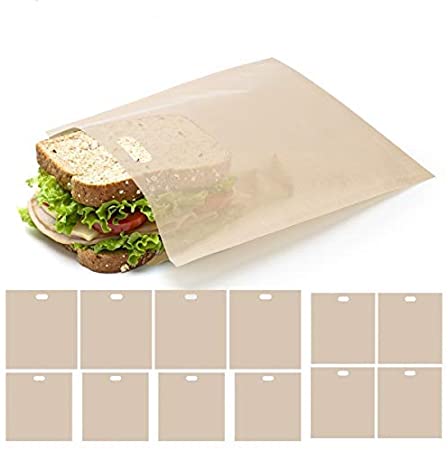 Ahier Toaster Bags, 12 Pack Reusable Nonstick Toast Bags for Heat Resistant, 3 Sizes Sandwich Toaster Bags Oven Bags for Toast Cheese Sandwiches, Pizza (5.9x6.7”  6.3x 6.5”  6.7x7.48”)