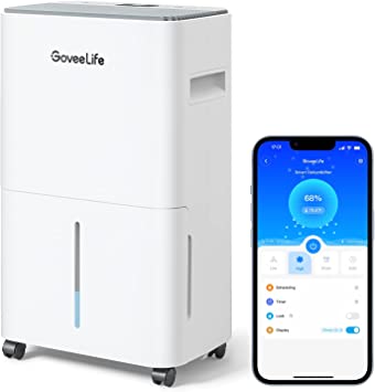 GoveeLife Smart Dehumidifier for Basement Upgraded, Max 50 Pint Energy Star Certified WIFI Dehumidifier with Drain Hose for Continuous Drainage, Remote Control Dehumidifiers for Home, Bathroom, Closet