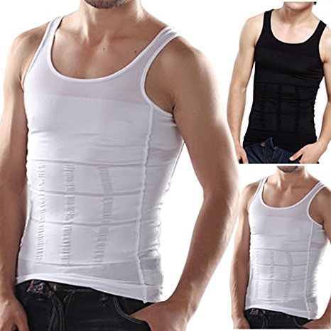 Frogwill Mens Posture Correction/support/pain Relief Slimming Body Vest Shirt (L, White-new)