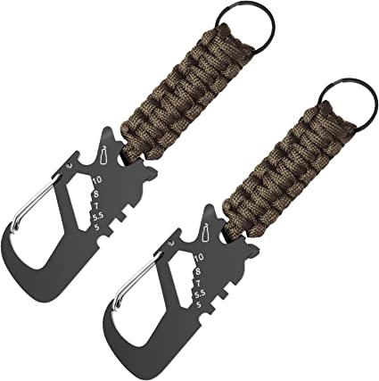 MoKo Paracord Keychain with Carabiner, 2-Pack Paracord Lanyard Clips for Keys, Outdoor Survival Tool for Camping Hiking