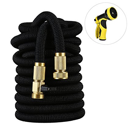 Expanding Hose,ALPULON Strongest Magic Garden Hose Flexible Expandable Stretch Hosepipe with 9-pattern Spray Nozzle for Car Garden Watering Needs. -50FT- (Black)