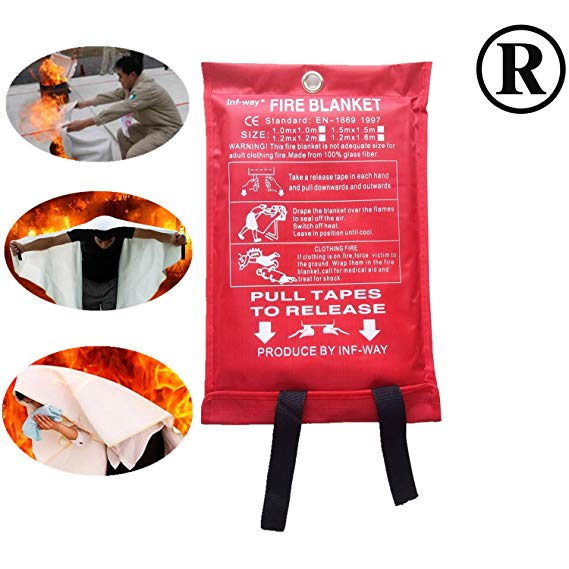 Inf-way Fire Blanket, Fiberglass Fire Flame Retardent Emergency Surival Fire Shelter Safety Cover