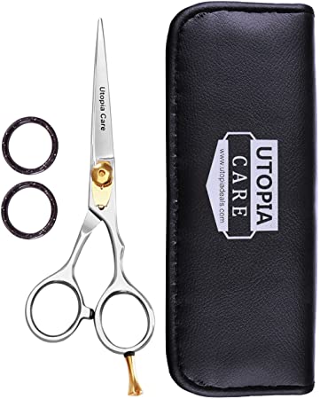 Professional Barber/Salon Razor Edge Hair Cutting Scissors/Shears (5.5 Inch) with Fine Adjustable Tension Screw - Detachable Finger Rest - Japanese Stainless Steel - by Utopia Care