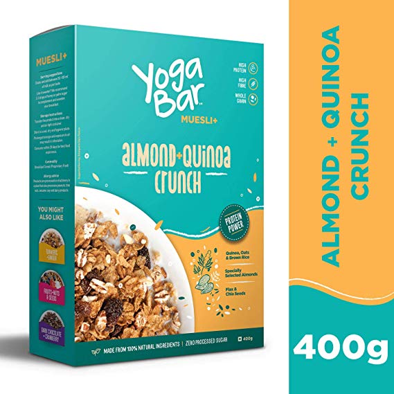 Yogabar Wholegrain Breakfast Muesli - Almond   Quinoa Crunch, 400g