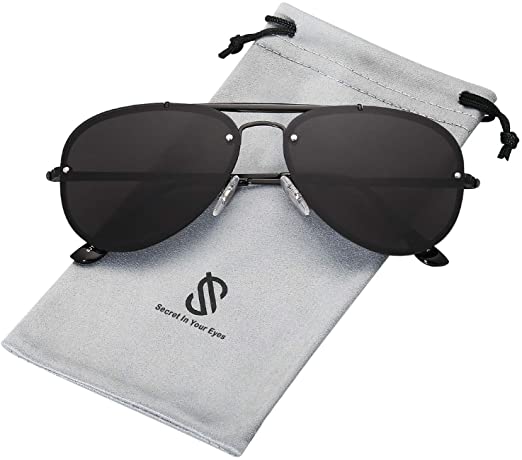 SOJOS Men's Women's Aviator Sunglasses, Rimless Metal, Mirrored, TRENDALERT SJ1105