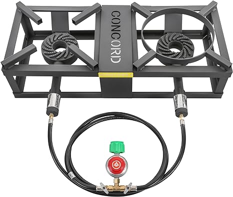 CONCORD THE BLOCK BURNER MAX Double Propane Outdoor Burner. 200,000 Total BTU. Wok Burner. Great for Home Brewing, Stir Frying, Camping, Tailgating, and More!