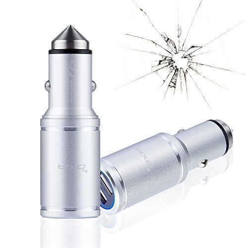 OXA Safety Hammer 24W224A Smart USB Car ChargerPortable Travel Car Cigarette Charger Silver 2USB