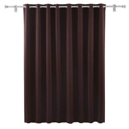 Deconovo Solid Wide Width Grommet Thermal Insulated Chocolate Blackout Window Curtain For Bedroom 100"W X 84"L, 1 Panel