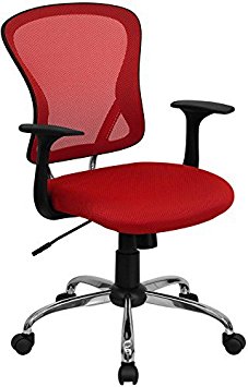 Flash Furniture H-8369F-RED-GG Mid-Back Red Mesh Office Chair with Chrome Finished Base