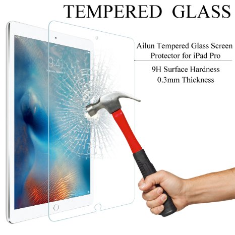 iPad Pro Screen Protector,[12.9 inch],by Ailun,Premium Tempered Glass,9H Hardness,[Apple Pencil Compatible]Ultra Clear,Bubble Free,Anti-Scratches&Shatter&Fingerprints&Oil Stains,Case Friendly