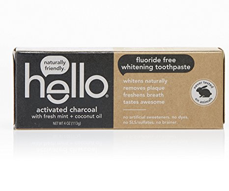 Hello Oral Care Activated Charcoal Fluoride Free Whitening Toothpaste, 4 Ounce