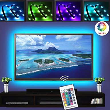 LightingWill LED TV Backlights, 5V 3M/9.9ft USB Powered Bias Lighting Kits With RF Remote Controller (16 Colors and 4 Dynamic Modes),5050 RGB LED Strip Lights For HDTV,PC Monitor and Home Theater