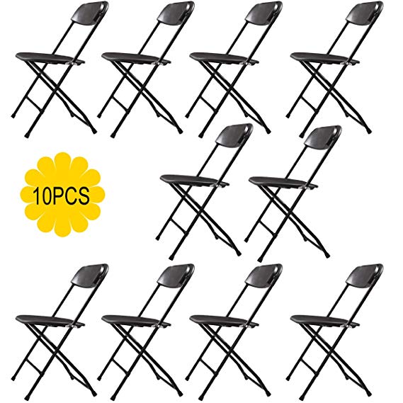 JAXPETY Commercial Plastic Folding Chairs Stackable Wedding Party Event Chair Black (10-PACK)