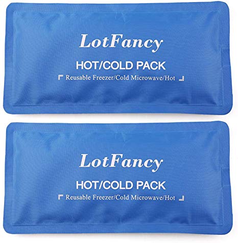 Hot Cold Pack Therapy by LotFancy - Reusable Gel Ice Pack for Injuries First Aid Back Shoulder Neck Head, FDA Approved, Pack of 2, 10.5 x 5 Inches