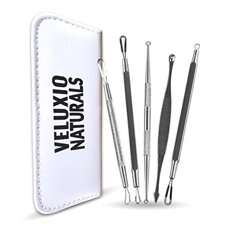 Veluxio Naturals Best Blackhead Remover and Comedone Extractor Tool Kit