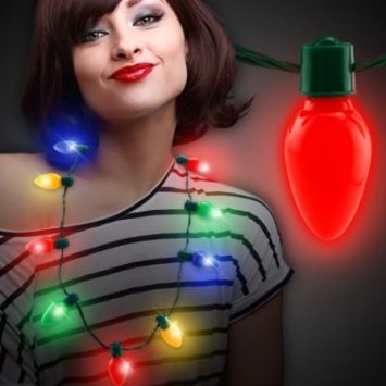LED Light Up Christmas Bulb Necklace Party Favors