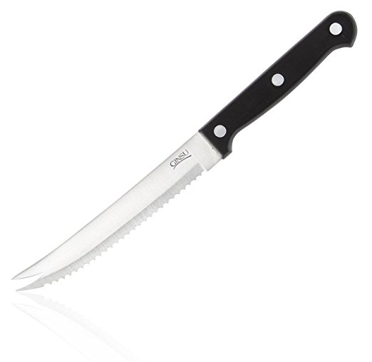 Ginsu Essential Series Stainless Steel Black Serrated Tomato Knife, 05115DS