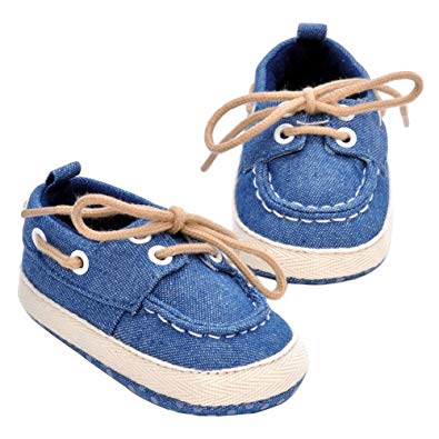YOHA Infant Baby Boys Super Soft Cotton Anti-Slip Sole Lace-up Toddler Sneaker Shoes