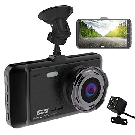 Dash Cam - MILEXING 1080P Full HD Car DVR Dashboard Camera, Driving Recorder with 4 Inch LCD Screen, 170 Degree Wide Angle, WDR, G-Sensor, Motion Detection, Loop Recording (Black)