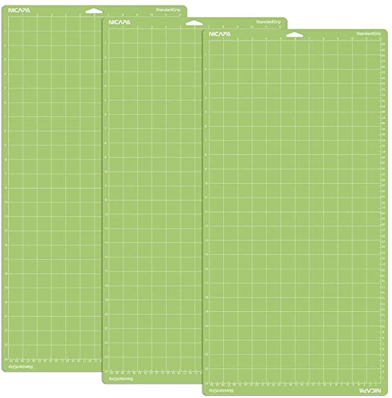 Nicapa Standardgrip Cutting Mat for Cricut Maker Explore One/Air/Air 2 [12x24 inch, 3 Pack] Adhesive Non-Slip Flexible Square Gridded Cutting Mats Replacement Accessories for T-Short Vinyl Craft