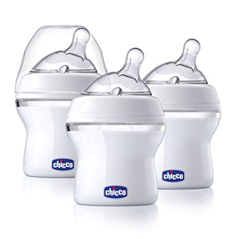 Chicco NaturalFit 3 Pack Baby Bottles Slow Flow with Bonus Straight Nipple, 0 Months  , 5 Ounce