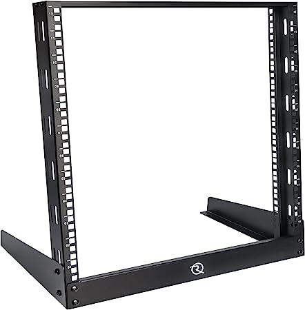 RIVECO 12U Desktop Rack for Audio & Network Devices 19 Inch 2 Post Open Frame Shelf with Reinforced Beam, Free Standing Racks for IT Server Sound AV Music Recording Equipment…