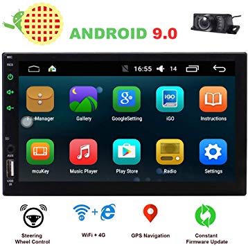 EINCAR 2 Din Car Stereo Touch Screen Car Radio Bluetooth Double Din Android 9.0 Car Player Head Unit GPS Navigation FM/AM RDS Autoradio Video AUX WiFi Mirrorlink Remote Control Rear Camera