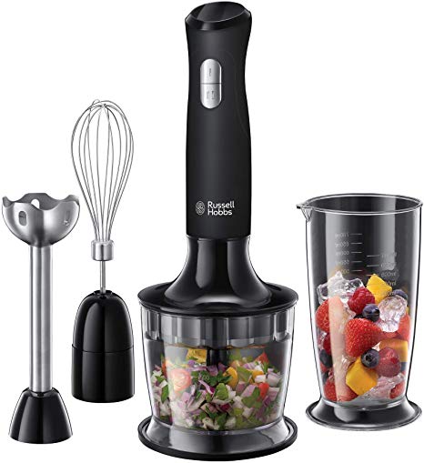 Russell Hobbs 24702 Desire 3 in 1 Hand Blender with Electric Whisk and Vegetable Chopper Attachments, Matte Black