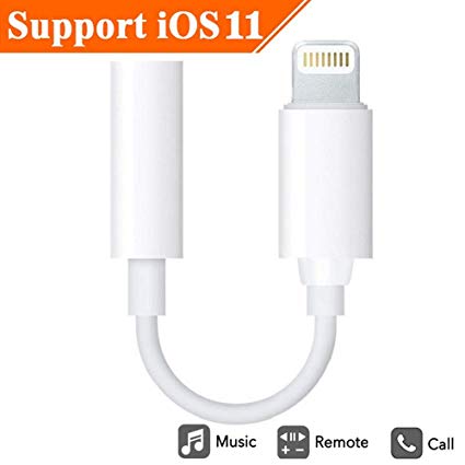 Compatible iPhone X Adapter Headphone Jack, Lightning to 3.5mm Headphone Jack Adapter Dongle Compatible iPhone X 10/ iPhone 8/8 Plus/iPhone 7/7 Plus iPod Touch iPad Support iOS 10.3 11 Later