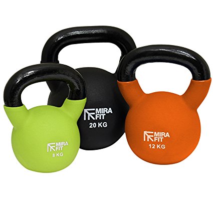 MiraFit Soft Touch Cast Iron Kettlebell Weight - Choice of Size & Colour