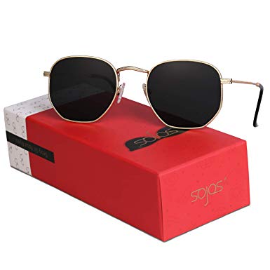 SOJOS Small Square Polarized Sunglasses for Men and Women Polygon Mirrored Lens SJ1072