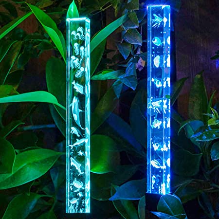 NAACOO Solar Lights Outdoor Garden Decorative-RGB Color Changing LED Bubble Lights,2Pack Waterproof Aquatic Stakes,Pathway Yard Patio Deck Walkway Decor New Upgraded Solar Garden Lights, Multi-Color