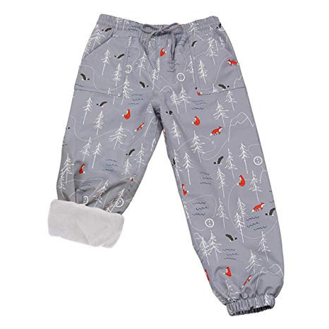 JAN & JUL Kids' Rain or Snow Pants, Water-Proof Cozy-Dry Fleece-Lined for Girls Boys Toddlers